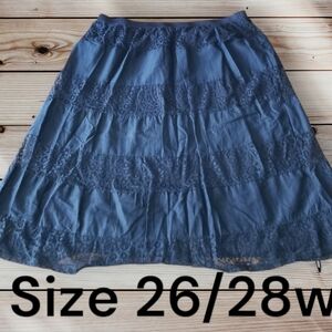CATO Blue A-Line Lace Skirt